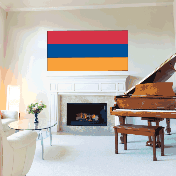 Armenia flag sticker with red, blue, and orange horizontal stripes