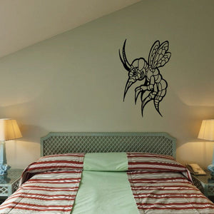 Mosquito wall decal, black line-art insect with detailed wings and antennae