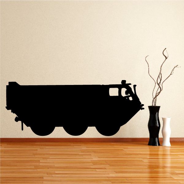 Armored personnel transport decal with black vehicle silhouette