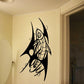 Armored razor whale wall decal, black and white tribal-style graphic with spiked fins