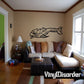 Armored swimming shark wall decal, black outline