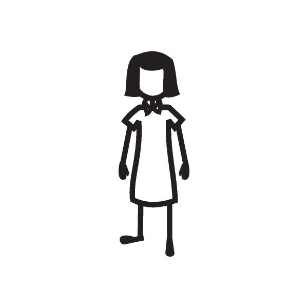 Girl decal sticker silhouette, black arms down pose