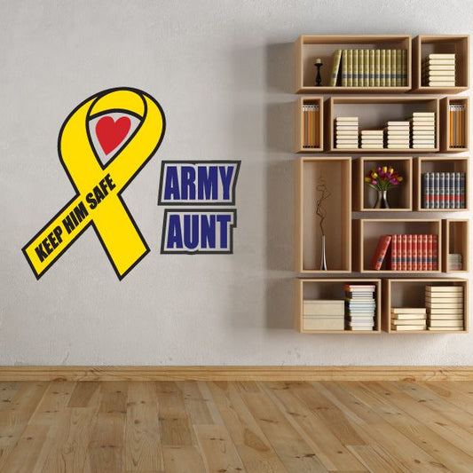 Image of Army Aunt Ribbon Printed Die Cut Decal