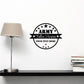 Memorial wall decal: circular Army Fallen Heroine logo with stars and custom text