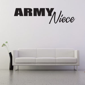 Army Niece wall decal with bold ARMY letters and cursive Niece text