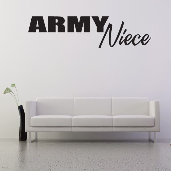 Army Niece wall decal with bold ARMY letters and cursive Niece text