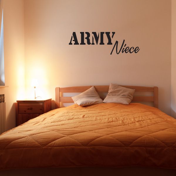 Army niece wall decal: bold black 'ARMY Niece' lettering