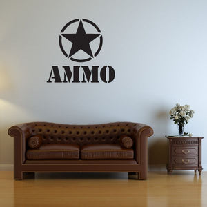 Ammo star emblem wall decal with black star and AMMO text