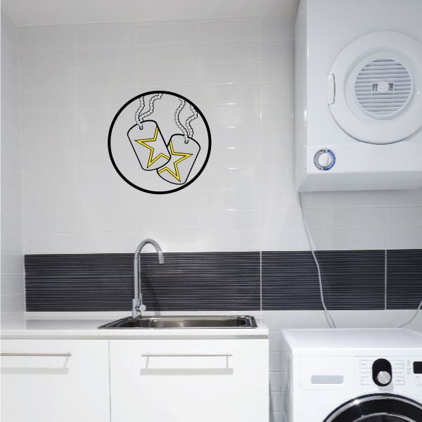 Image of Army Star Dog Tags Printed Die Cut Decal