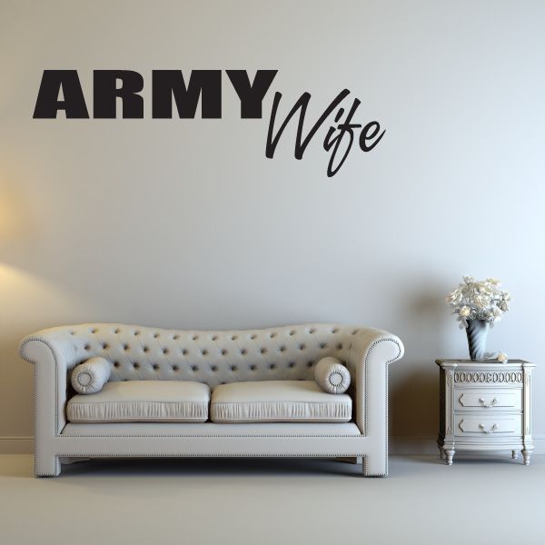 Army Wife block decal with bold 'ARMY' and script 'Wife' lettering