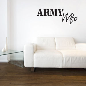 Army wife wall decal with bold ARMY and Wife lettering