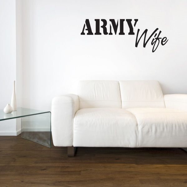Army wife wall decal with bold ARMY and Wife lettering