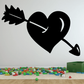 Heart decal with black arrow through center, heart outline and arrowhead details