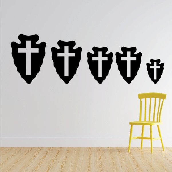 Cross shield family kit decal set, black cross-and-shield shapes