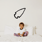 Right-pointing arrowhead decal with black outline