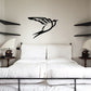 Art deco shore bird wall decal with black stylized bird silhouette