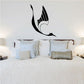 Art Deco style stork wall decal, black silhouette with white accent