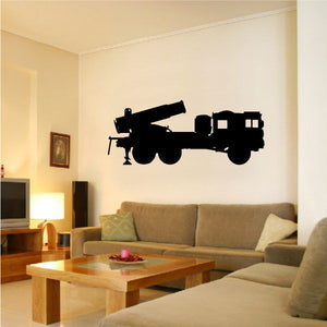 Artillery cannon truck wall decal with black artillery silhouette