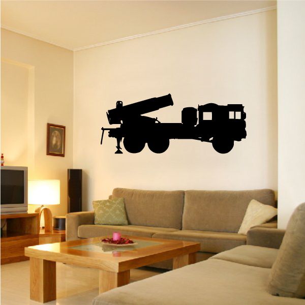 Artillery cannon truck wall decal with black artillery silhouette