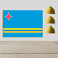Aruba flag sticker with blue background, red star, and yellow stripes