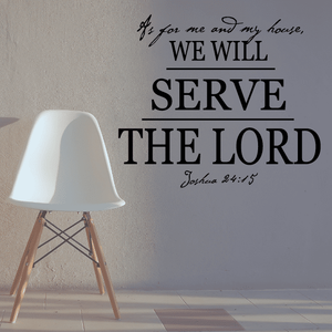Wall art print: 'We will serve the Lord' with 'Joshua 24:13' and 'As for me and my house'.