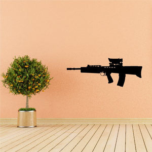 Assault rifle wall decal, black silhouette