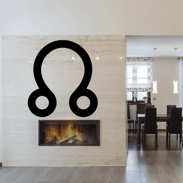 Black astrological decal with bold curved symbol and two small side loops