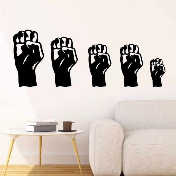 ASL family kit decal with five black hand sign silhouettes
