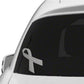 Asthma awareness ribbon vinyl sticker: white ribbon with small gray text