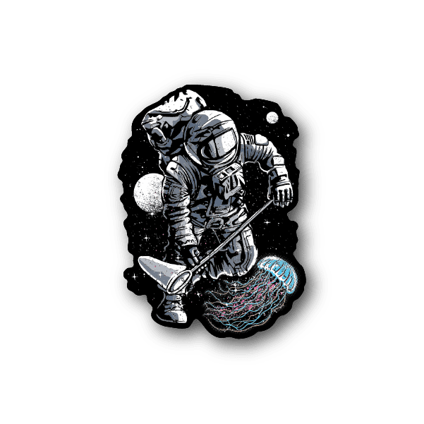 Image of Astronaut Fishing Sticker