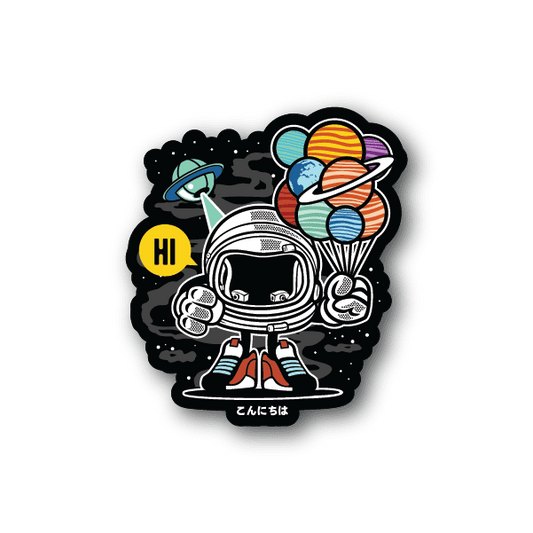 Image of Astronaut with Balloon Planets Sticker