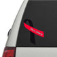 Vinyl sticker with black ribbon and red banner reading “Atheist Solidarity”