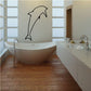 Atlantic dolphin swimming up wall decal, black outline on light wall