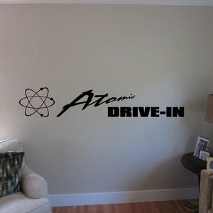 Atomic Drive-In wall decal with atom symbol and bold drive-in lettering