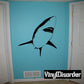 Great white shark decal, black attacking shark silhouette with open mouth