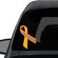 Yellow awareness ribbon vinyl sticker with cursive text
