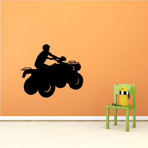 ATV wall decal vinyl sticker with black rider silhouette on ATV