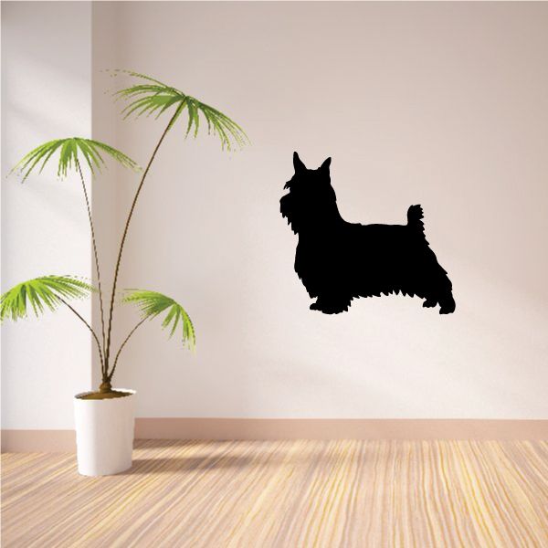 Australian Silky Terrier decal, black dog silhouette