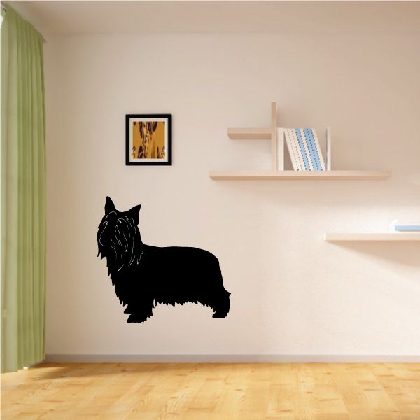 Silky Terrier wall decal, black dog silhouette, side profile