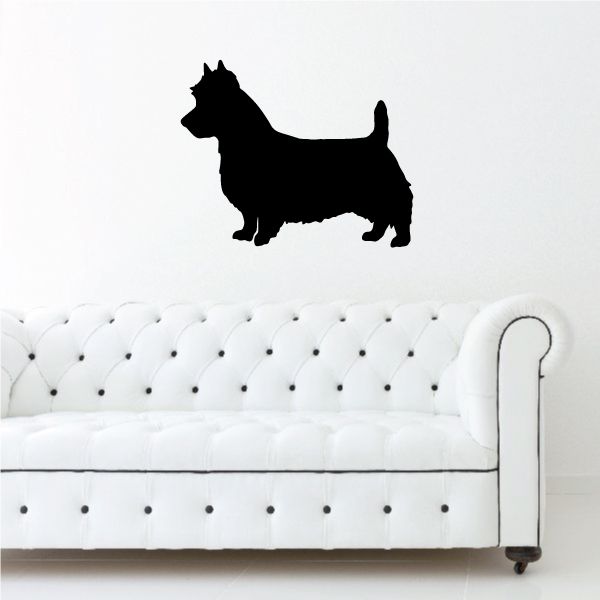 Australian Terrier decal of black dog silhouette in side profile