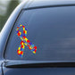 Autism awareness vinyl car decal: multicolor puzzle ribbon with text