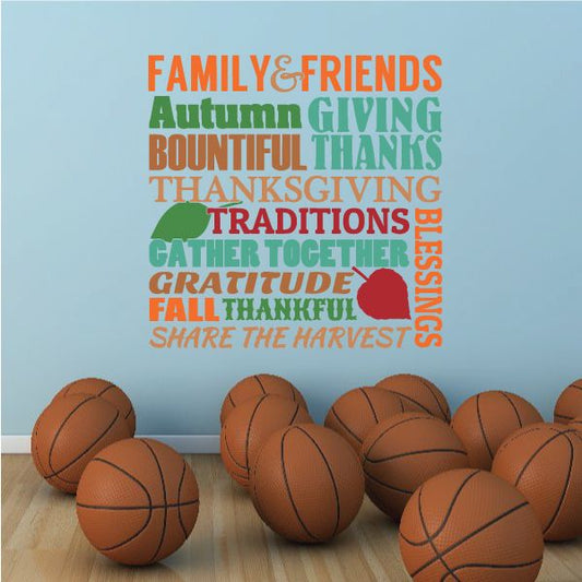 Image of Autumn Family and Friends Word Collage Decal