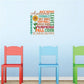 Autumn harvest word collage wall decal with fall-themed words and icons