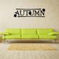 Autumn fall decal text with black leaf silhouettes