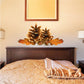 Autumn pinecone printed wall decal with layered fall leaves