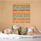 Autumn word collage decal with stacked fall quotes in red lettering