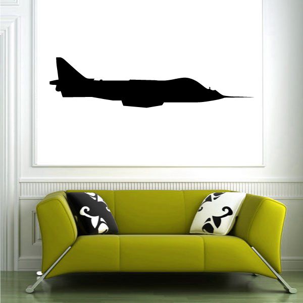AV-8B Harrier II profile decal, black jet silhouette.