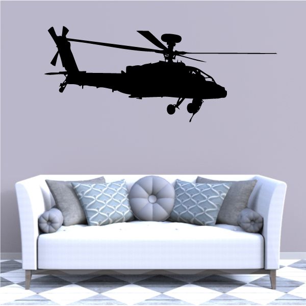 Hirundo aircraft wall decal, black helicopter silhouette