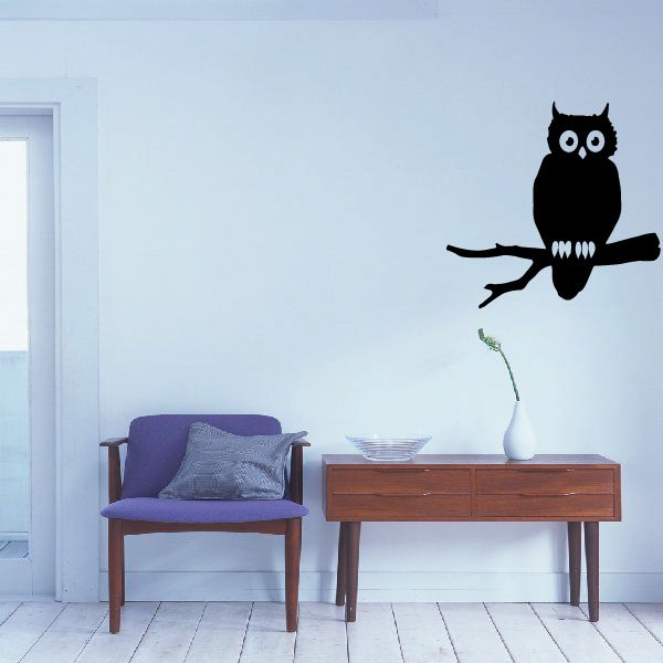 Image of Awake Owl on Branch Decal