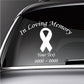 Memorial awareness ribbon decal with 'In Loving Memory' text and Your Text